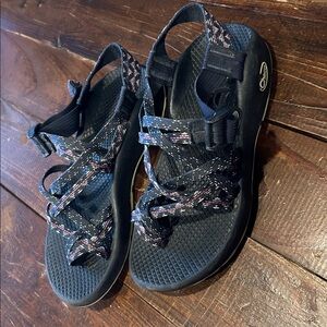 Chaco Black and Pink Strappy Sandals